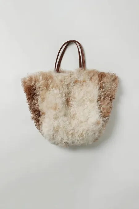 100% Wool Shearling Hobo Tote Bag