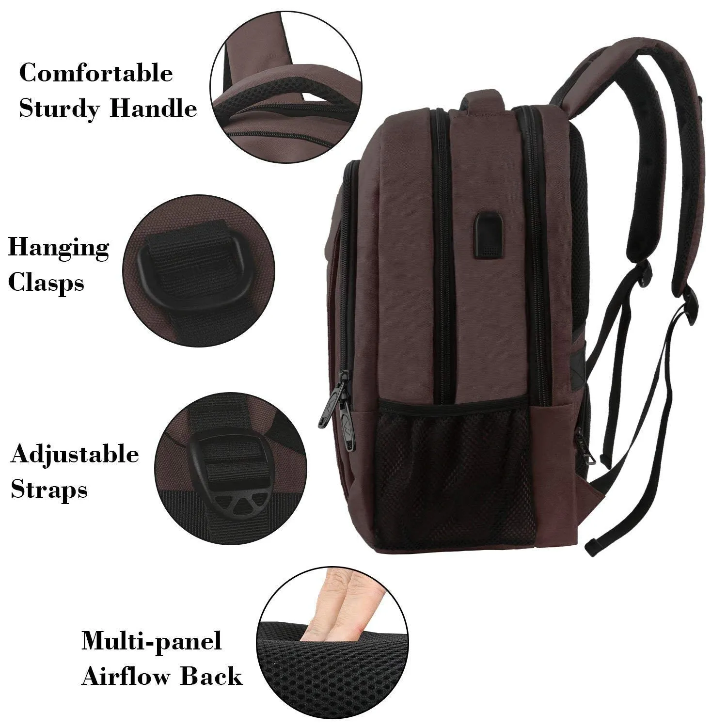 15.6 in Laptop Backpack, School Backpack with USB for Men Women and College Student, Durable Laptop Bag for Laptop Accessories Water Resistant Travel Backpack