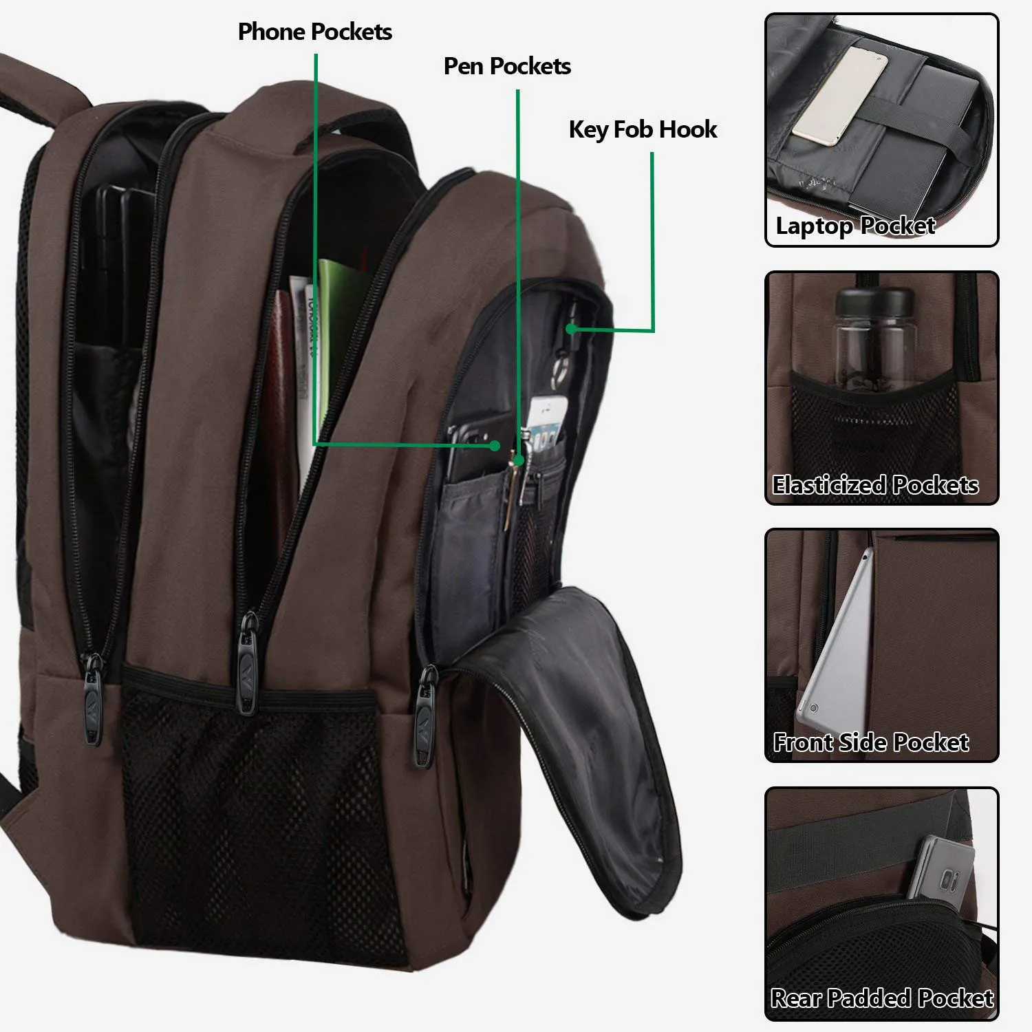 15.6 in Laptop Backpack, School Backpack with USB for Men Women and College Student, Durable Laptop Bag for Laptop Accessories Water Resistant Travel Backpack