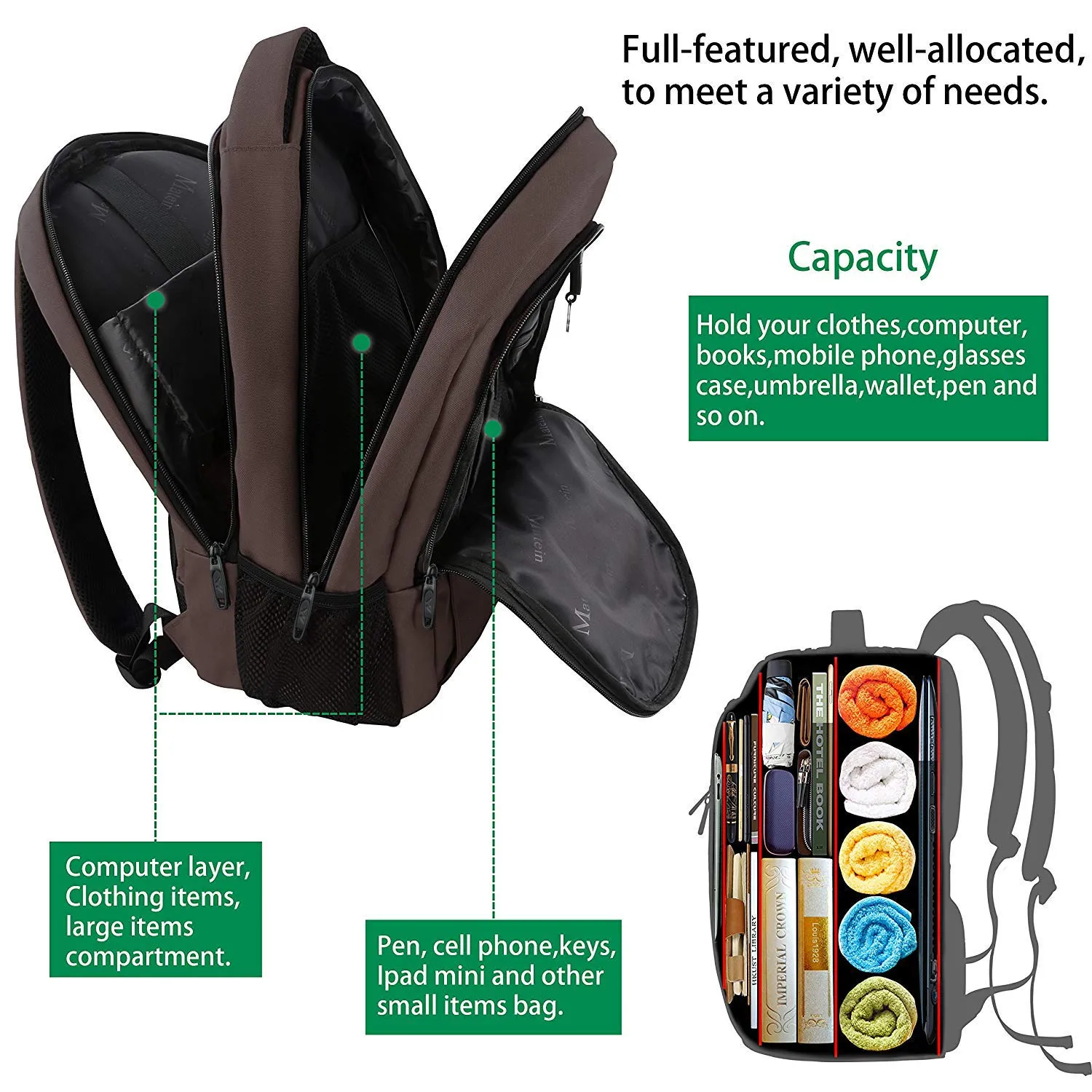 15.6 in Laptop Backpack, School Backpack with USB for Men Women and College Student, Durable Laptop Bag for Laptop Accessories Water Resistant Travel Backpack