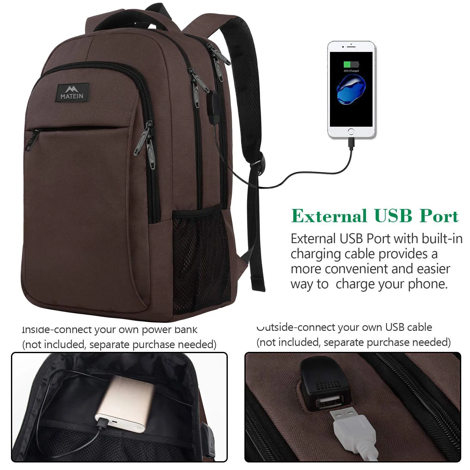 15.6 in Laptop Backpack, School Backpack with USB for Men Women and College Student, Durable Laptop Bag for Laptop Accessories Water Resistant Travel Backpack