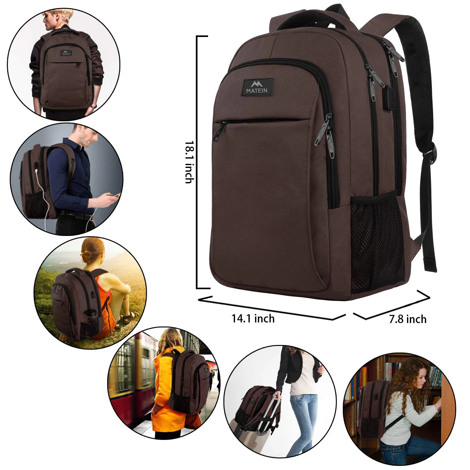 15.6 in Laptop Backpack, School Backpack with USB for Men Women and College Student, Durable Laptop Bag for Laptop Accessories Water Resistant Travel Backpack