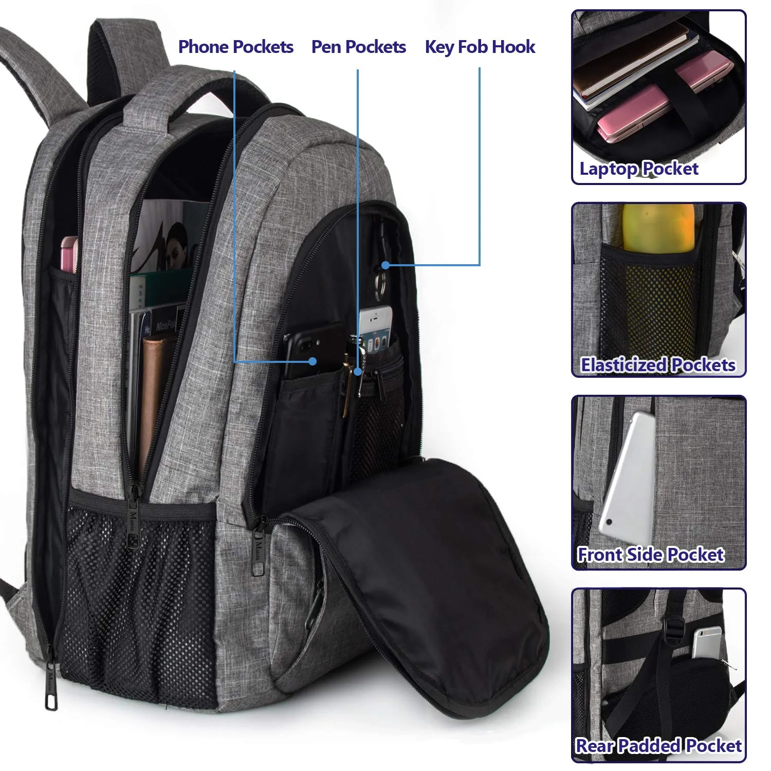 17 Inch Laptop Backpack, MATEIN TSA Large Backpack for Travel and Business with USB Charger Port, Water Resistant Big Flight Approved Weekender Carry-On Backpack