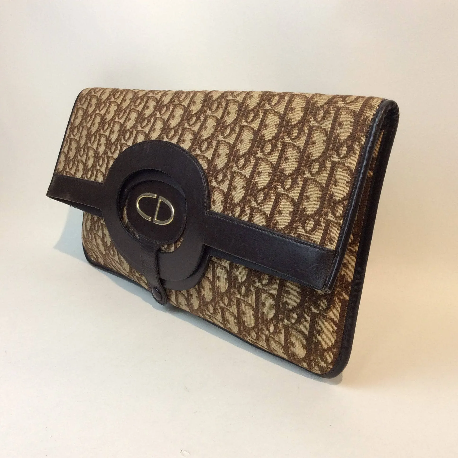 1980s Christian Dior Oblique Foldable Monogram Handbag