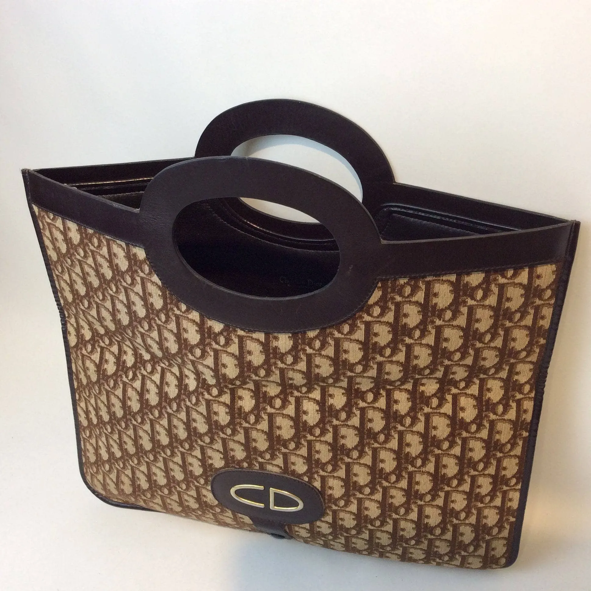 1980s Christian Dior Oblique Foldable Monogram Handbag
