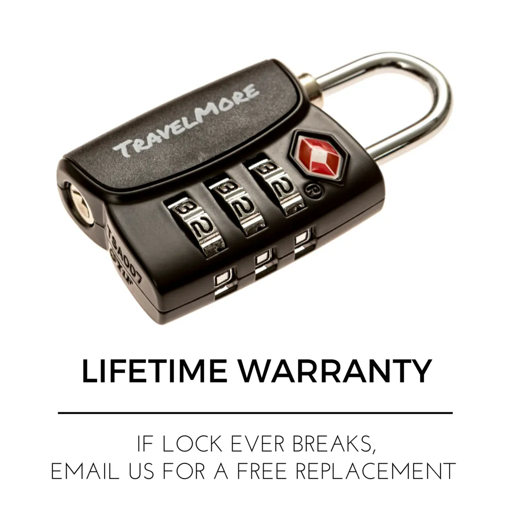 2 Pack TSA Approved Luggage Lock With Search Indicator - 2 Black Travel Locks