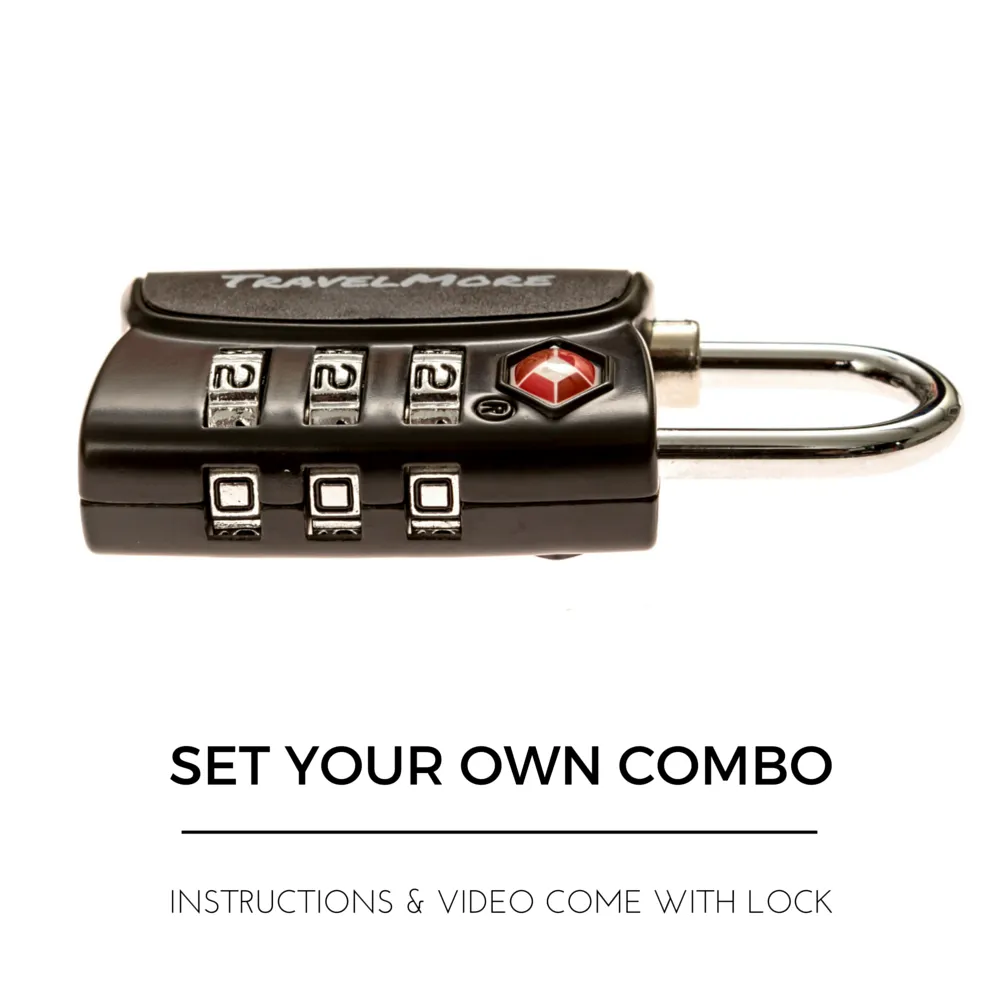 2 Pack TSA Approved Luggage Lock With Search Indicator - 2 Black Travel Locks