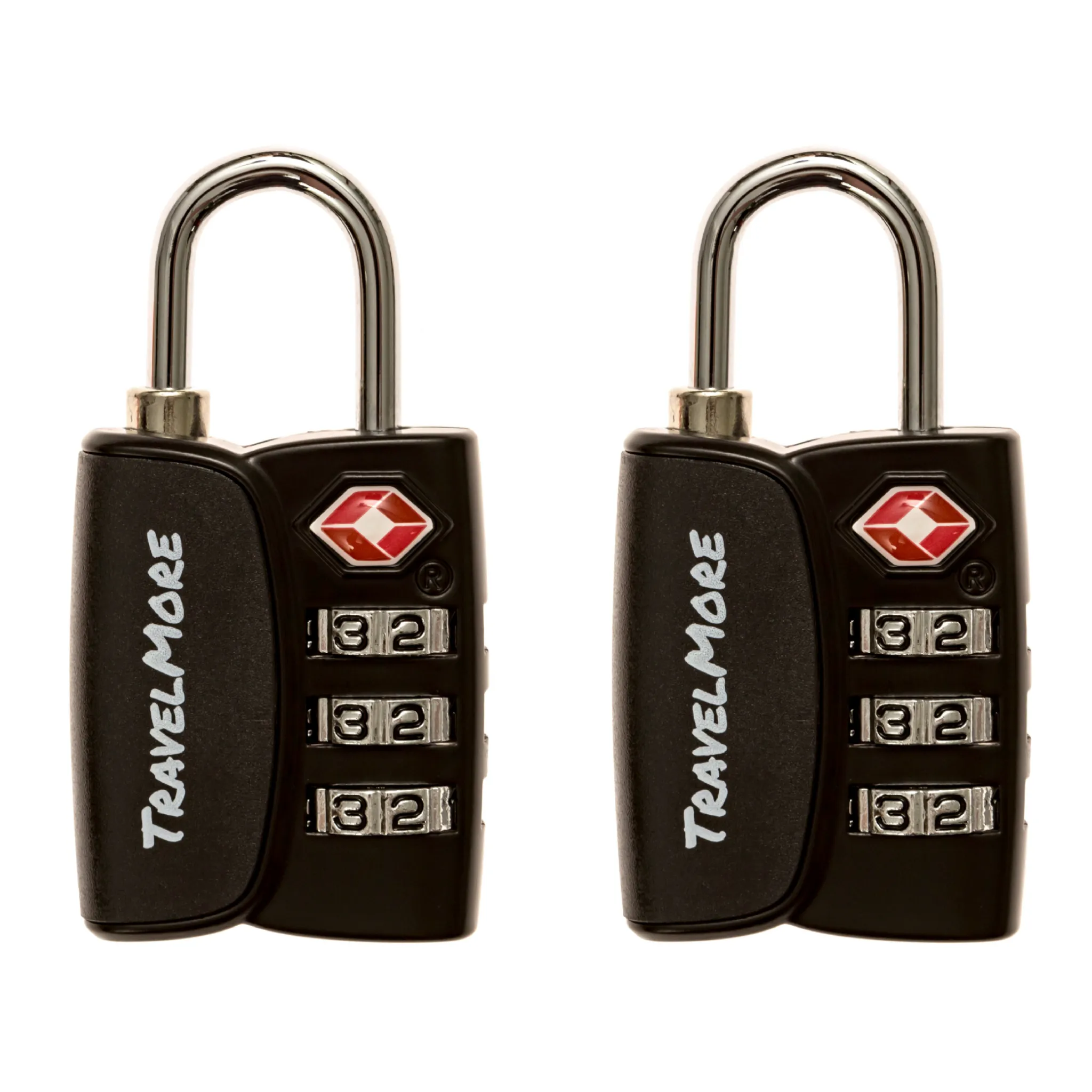 2 Pack TSA Approved Luggage Lock With Search Indicator - 2 Black Travel Locks