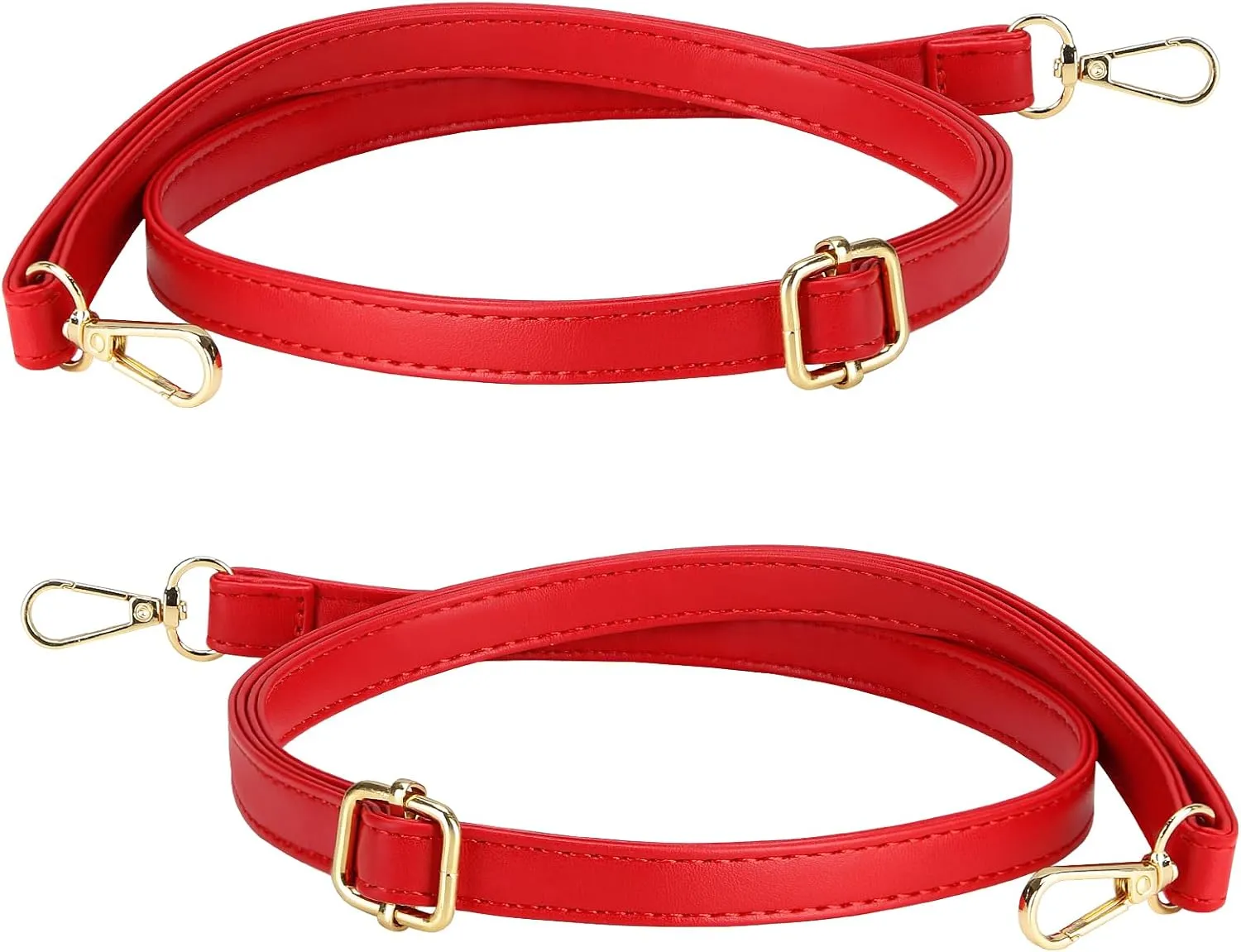 2 Pieces PU Leather Purse Straps Replacement for Women, Crossbody Replacement Straps for Handbags, 27-47 Inches (2PCS RED)