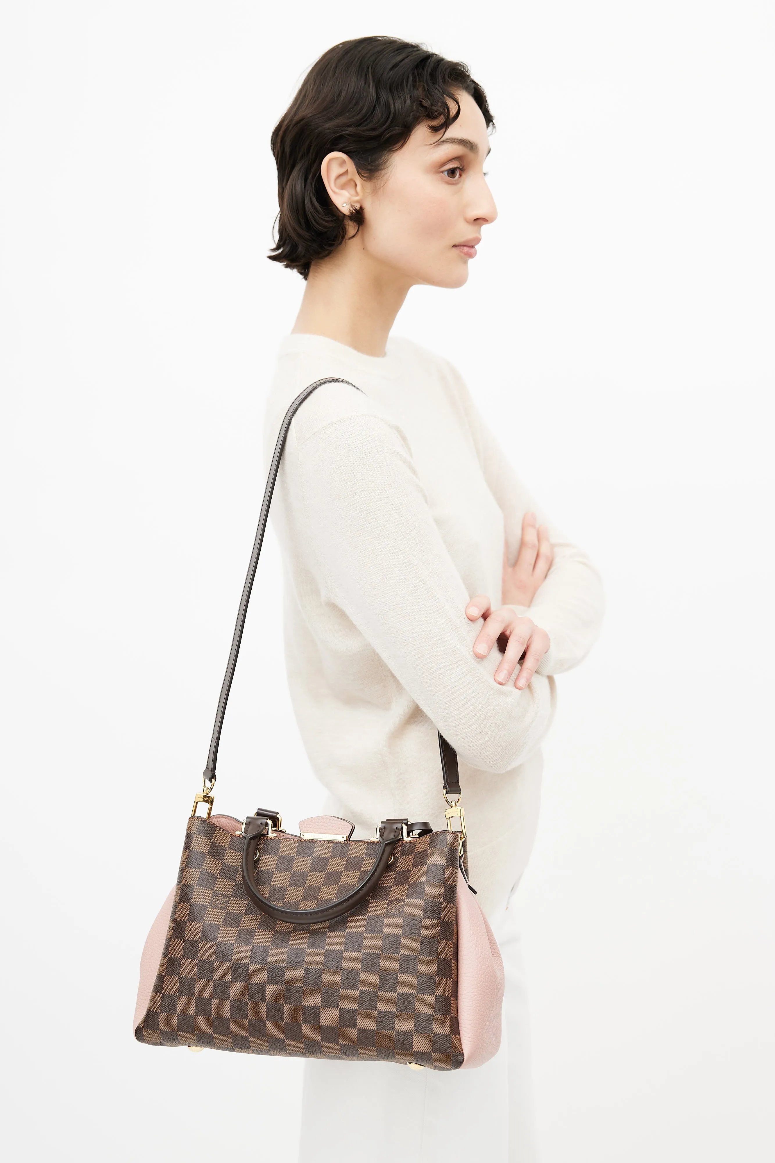 2019 Brown & Pink Damier Ebene Brittany Shoulder Bag