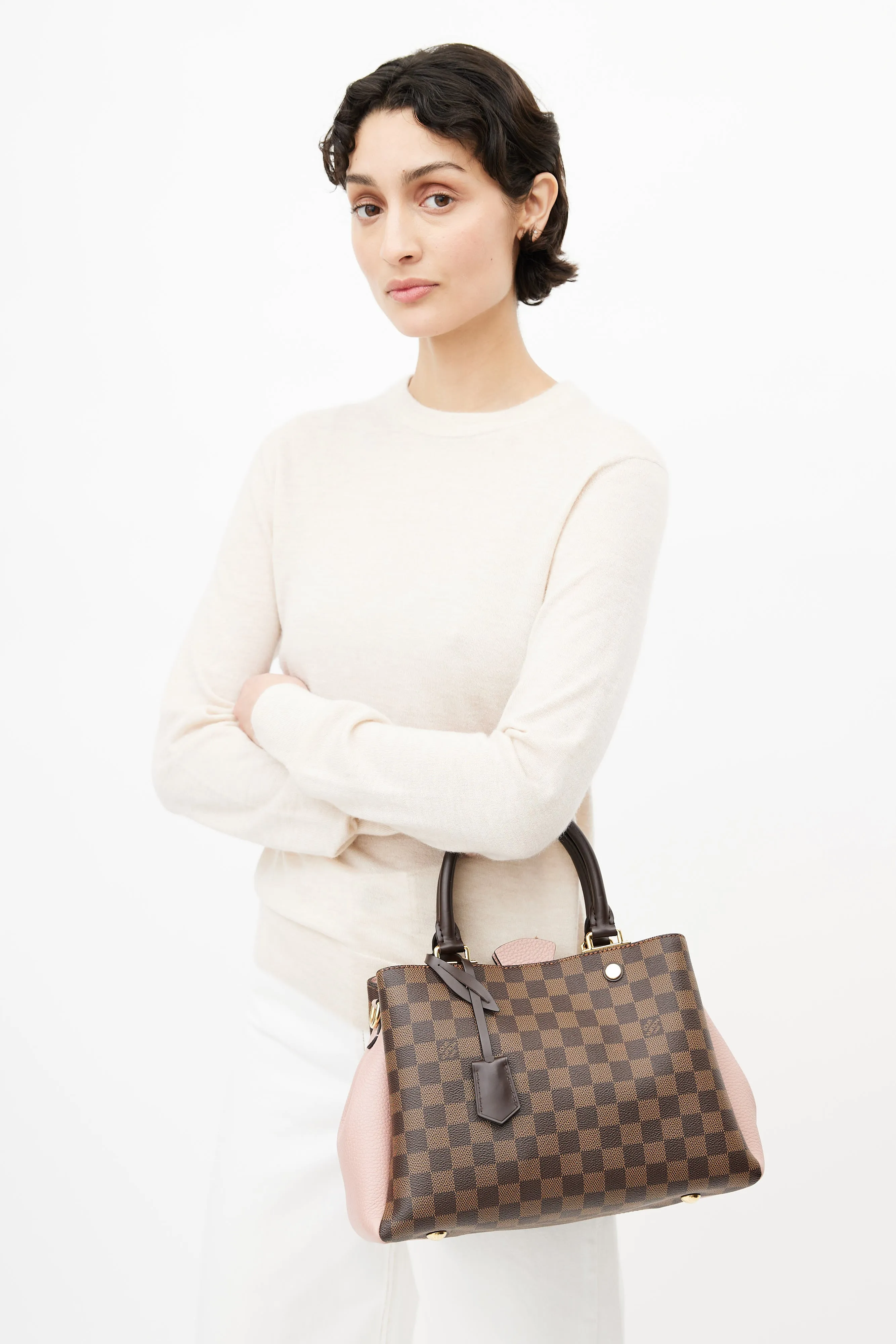 2019 Brown & Pink Damier Ebene Brittany Shoulder Bag