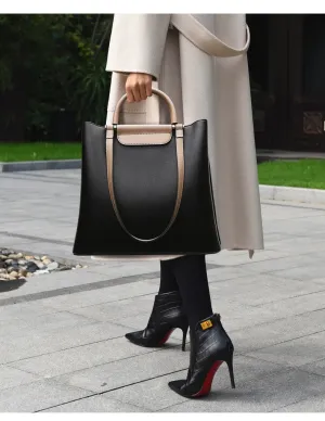 2025 New PU Large Capacity Women's Tote Bag – Fashion Contrast Color, Single Shoulder Crossbody Handbag, Stylish Lady Bag