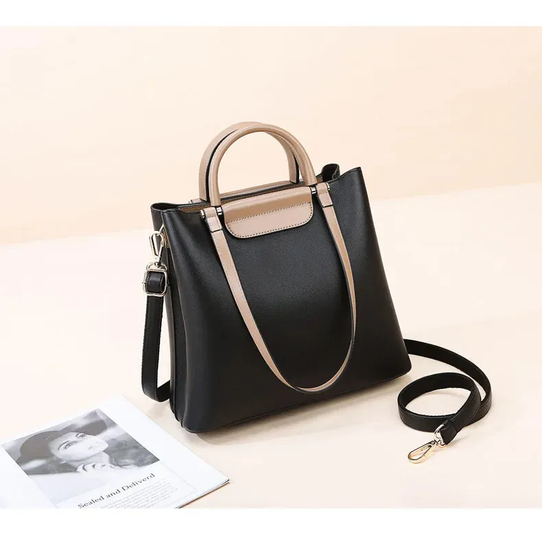 2025 New PU Large Capacity Women's Tote Bag – Fashion Contrast Color, Single Shoulder Crossbody Handbag, Stylish Lady Bag