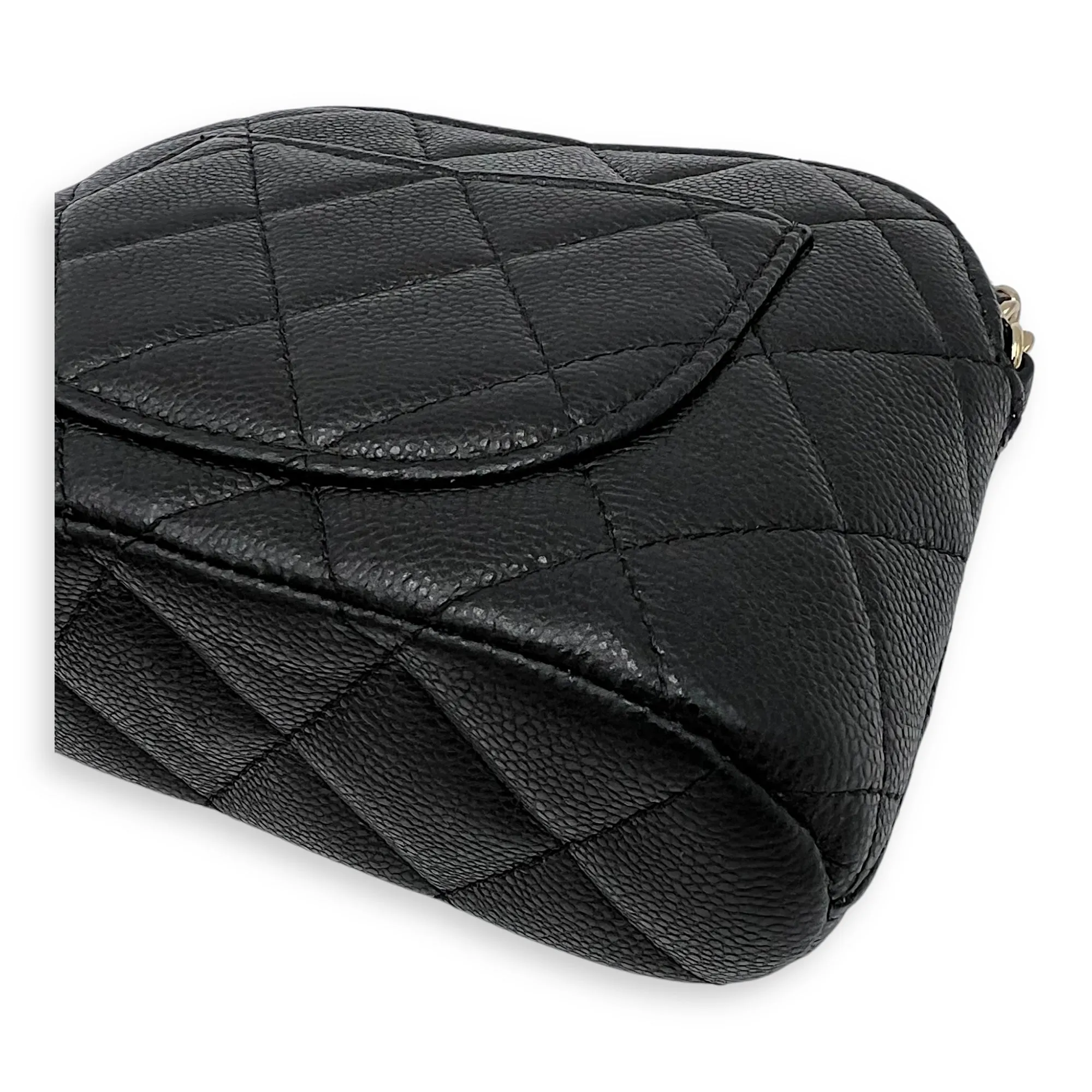24S Quilted Crossbody Bag Mini Black in Caviar Leather, Gold hardware