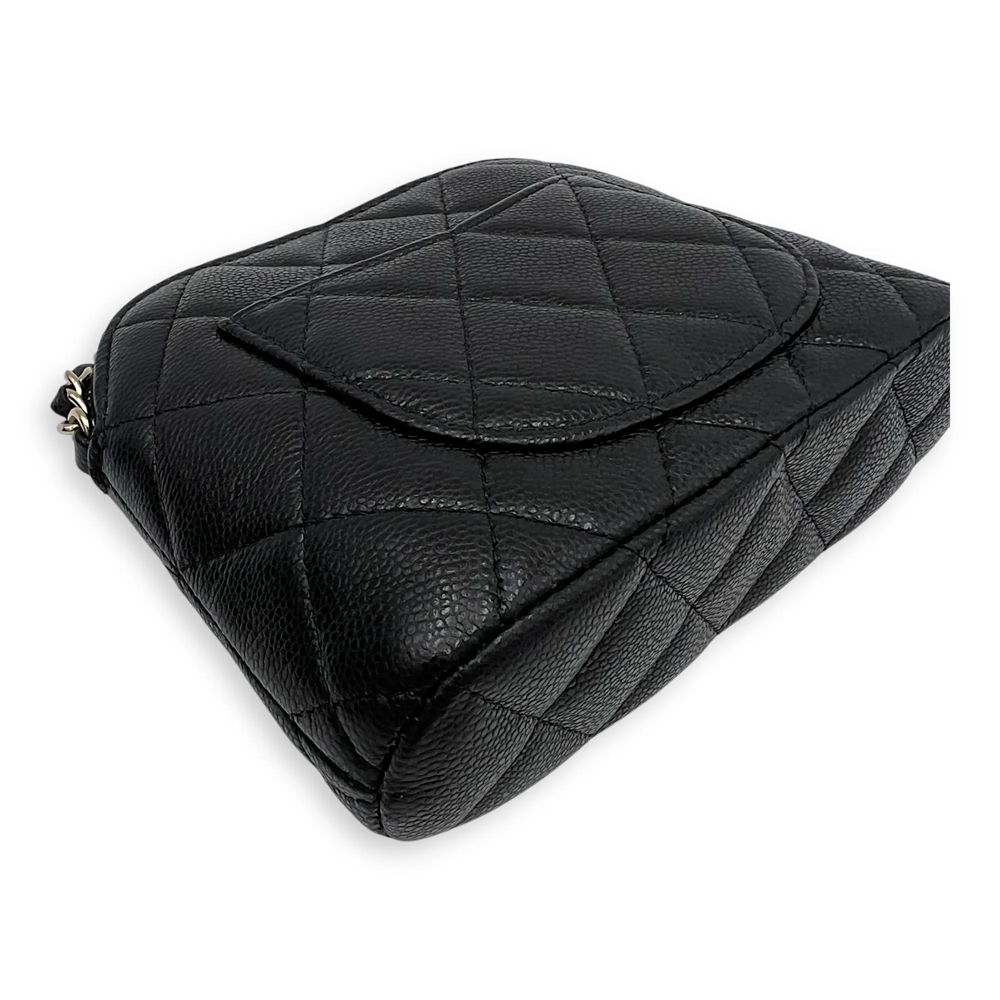 24S Quilted Crossbody Bag Mini Black in Caviar Leather, Gold hardware