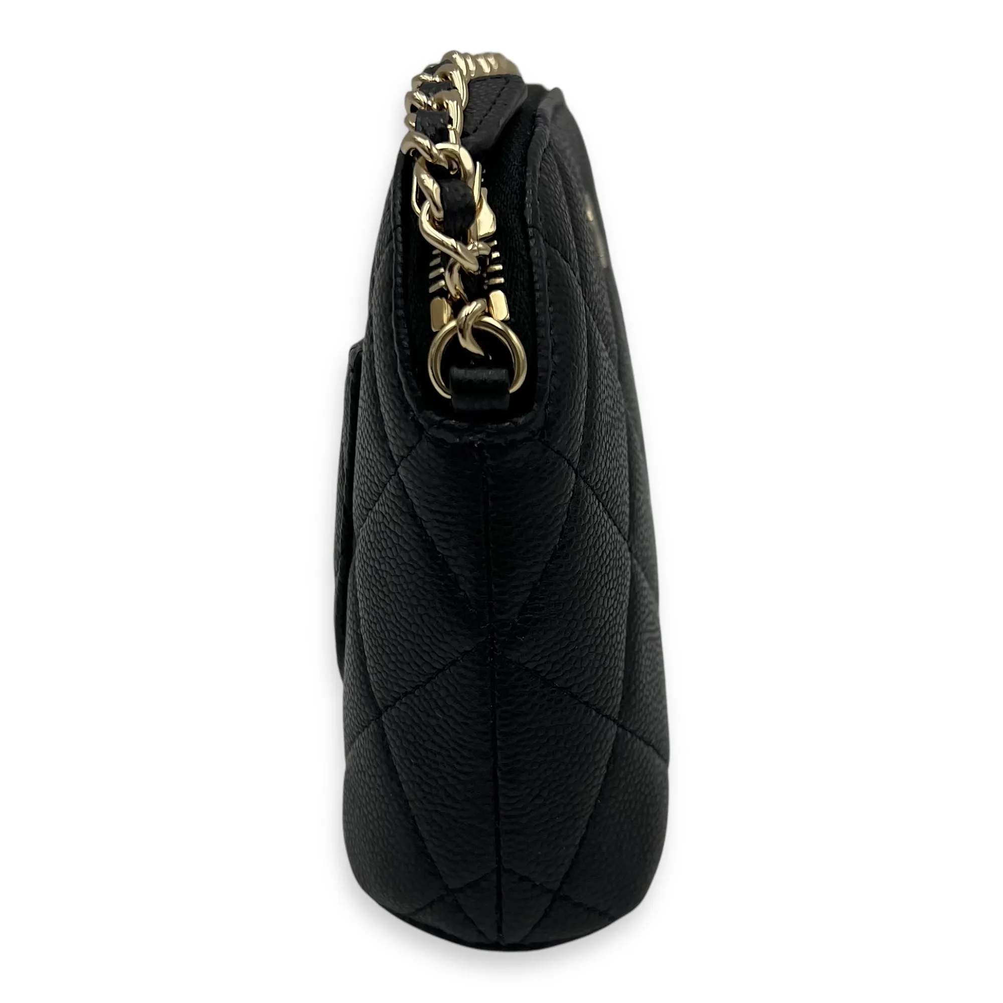 24S Quilted Crossbody Bag Mini Black in Caviar Leather, Gold hardware