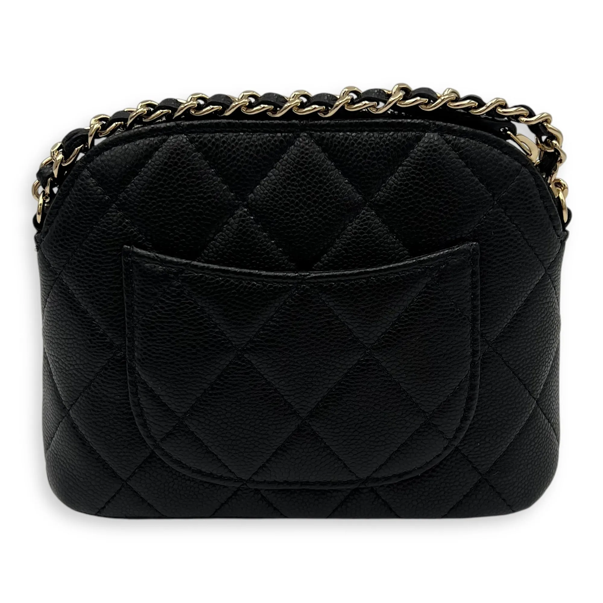 24S Quilted Crossbody Bag Mini Black in Caviar Leather, Gold hardware