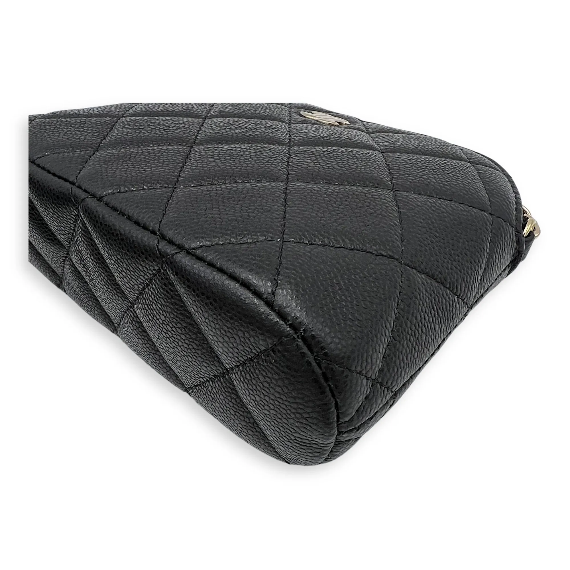 24S Quilted Crossbody Bag Mini Black in Caviar Leather, Gold hardware
