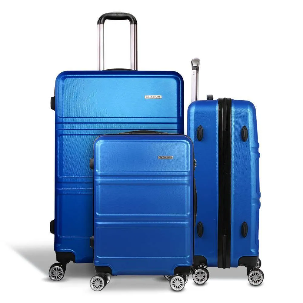 3 Piece Lightweight Hard Suit Case Luggage Navy