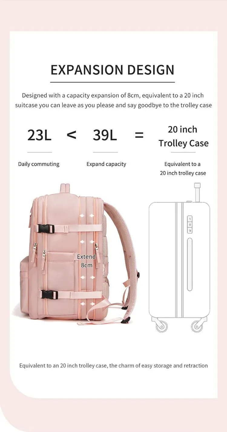 35L Travel Backpack Women Laptop Business Backpacks Multifunctional USB Charging with Shoes Pocket