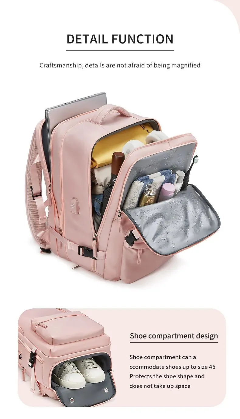 35L Travel Backpack Women Laptop Business Backpacks Multifunctional USB Charging with Shoes Pocket