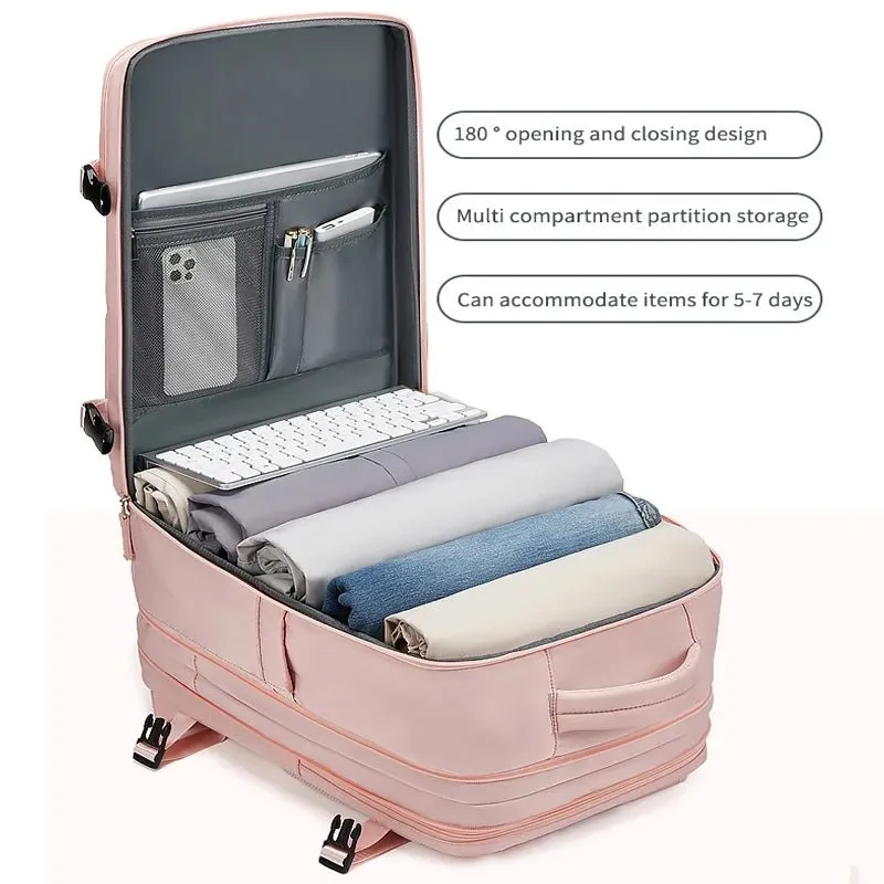 35L Travel Backpack Women Laptop Business Backpacks Multifunctional USB Charging with Shoes Pocket