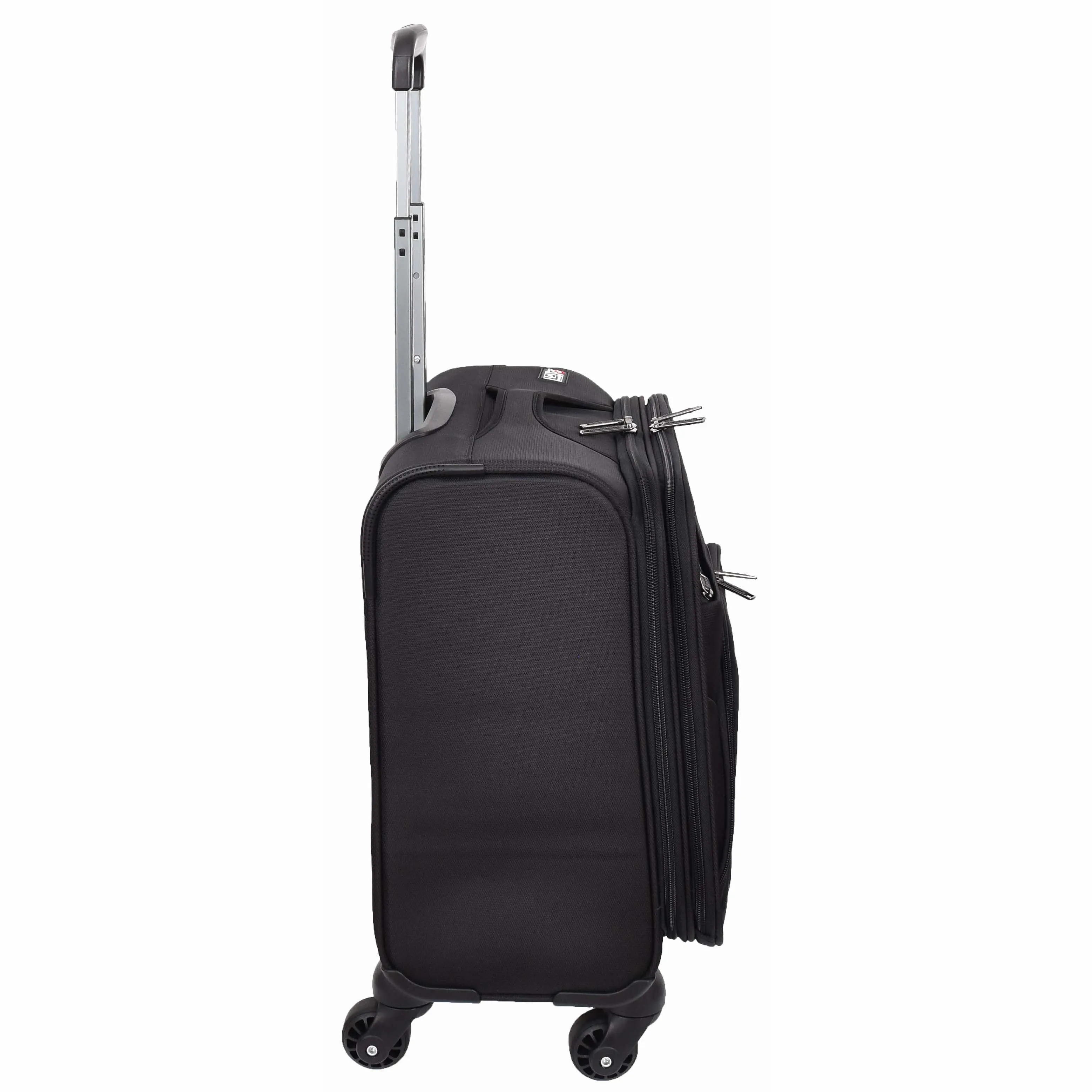 4 Wheel Pilot Case Multi Pockets For Laptop Documents Business Travel Bag Shuttle Black