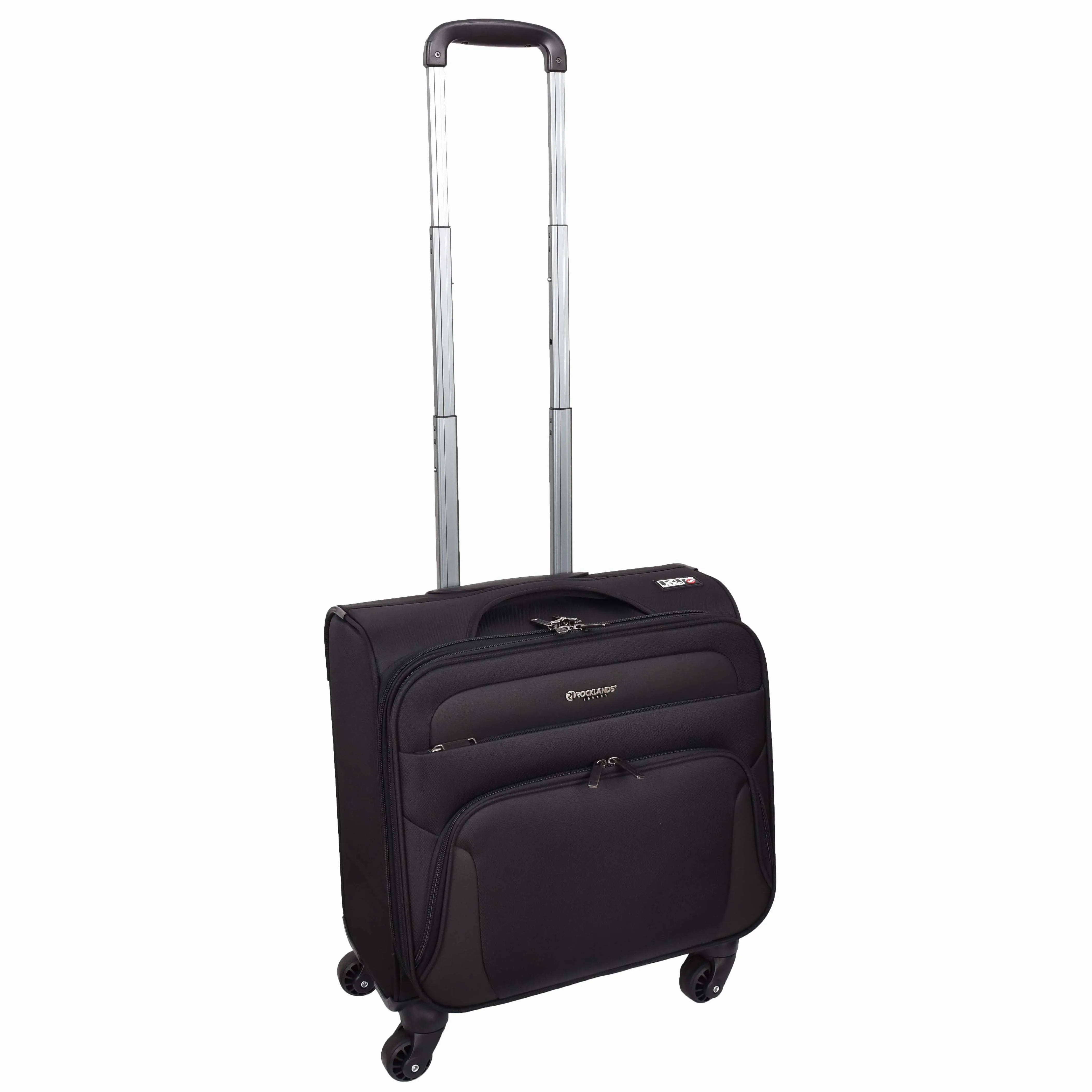 4 Wheel Pilot Case Multi Pockets For Laptop Documents Business Travel Bag Shuttle Black