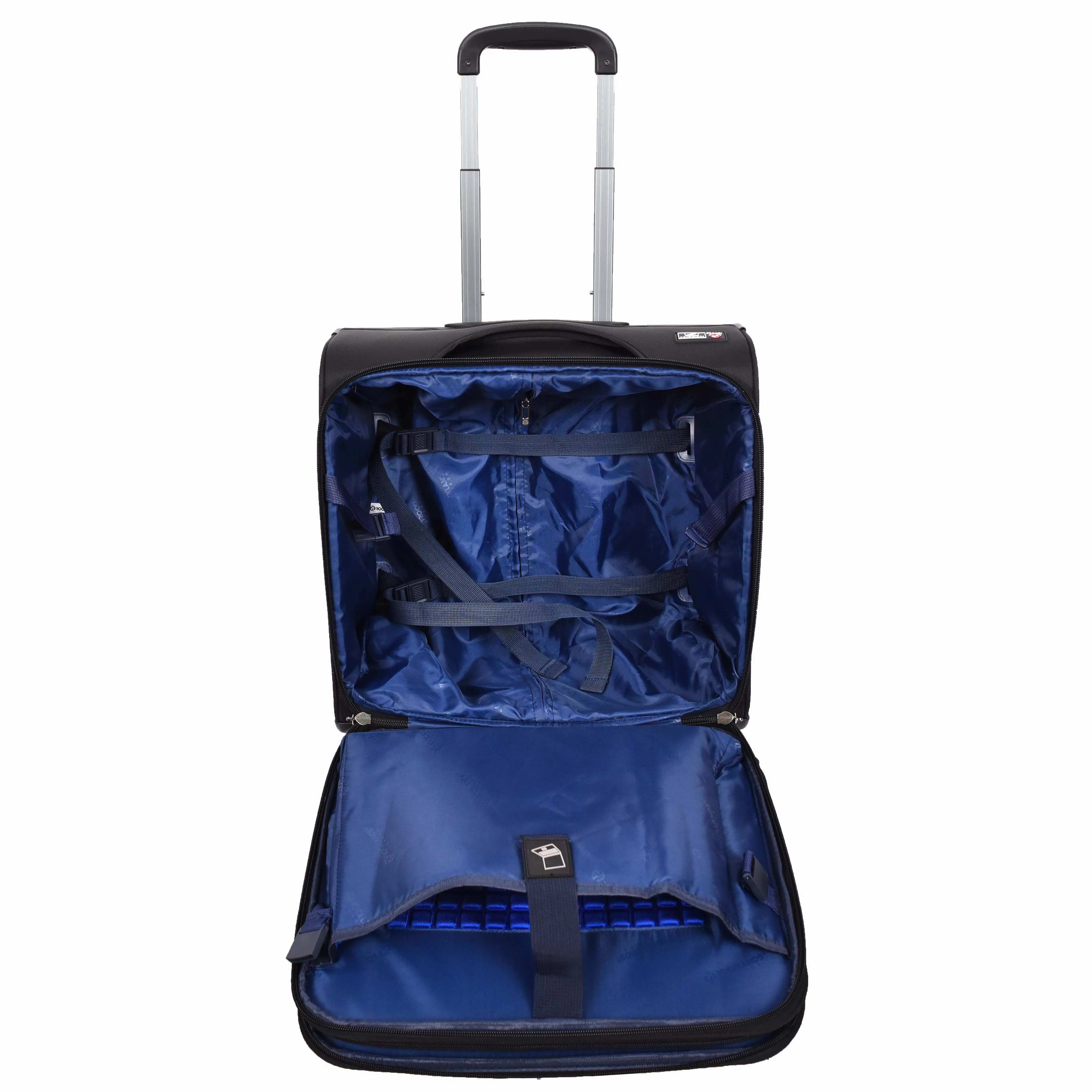 4 Wheel Pilot Case Multi Pockets For Laptop Documents Business Travel Bag Shuttle Black