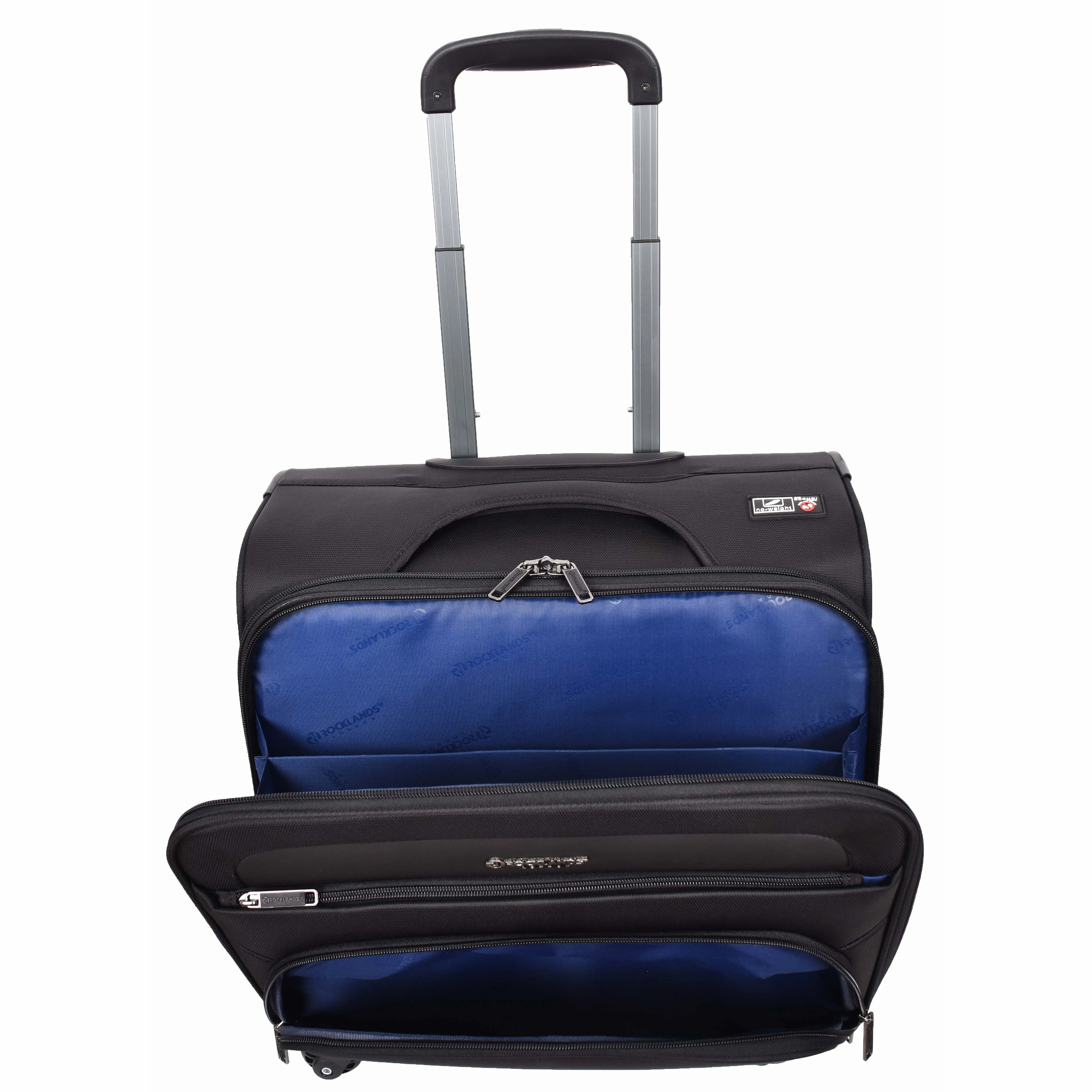 4 Wheel Pilot Case Multi Pockets For Laptop Documents Business Travel Bag Shuttle Black