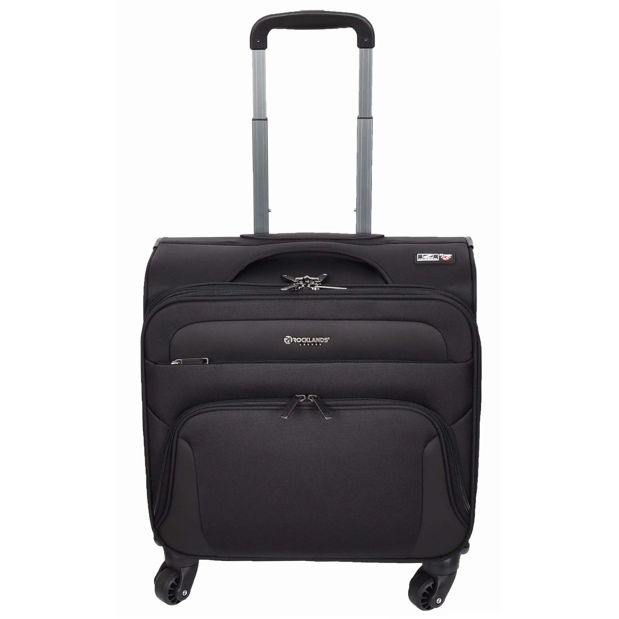 4 Wheel Pilot Case Multi Pockets For Laptop Documents Business Travel Bag Shuttle Black