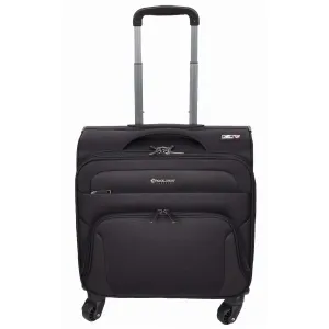 4 Wheel Pilot Case Multi Pockets For Laptop Documents Business Travel Bag Shuttle Black