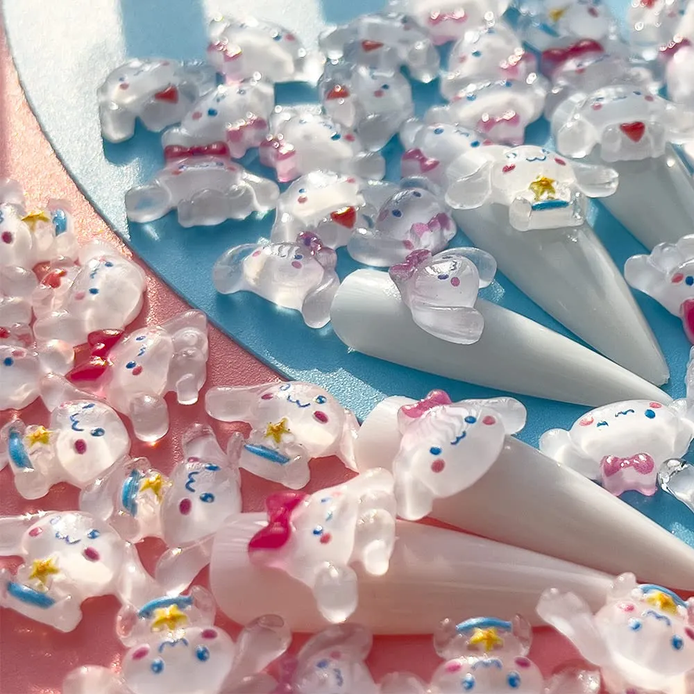 50 PCS Kawaii Nail Art Charms 3D Cute Dog Resin Jelly Gummy Sweet Candy Slime Making Ornament Nail Decoration Accessories for DIY