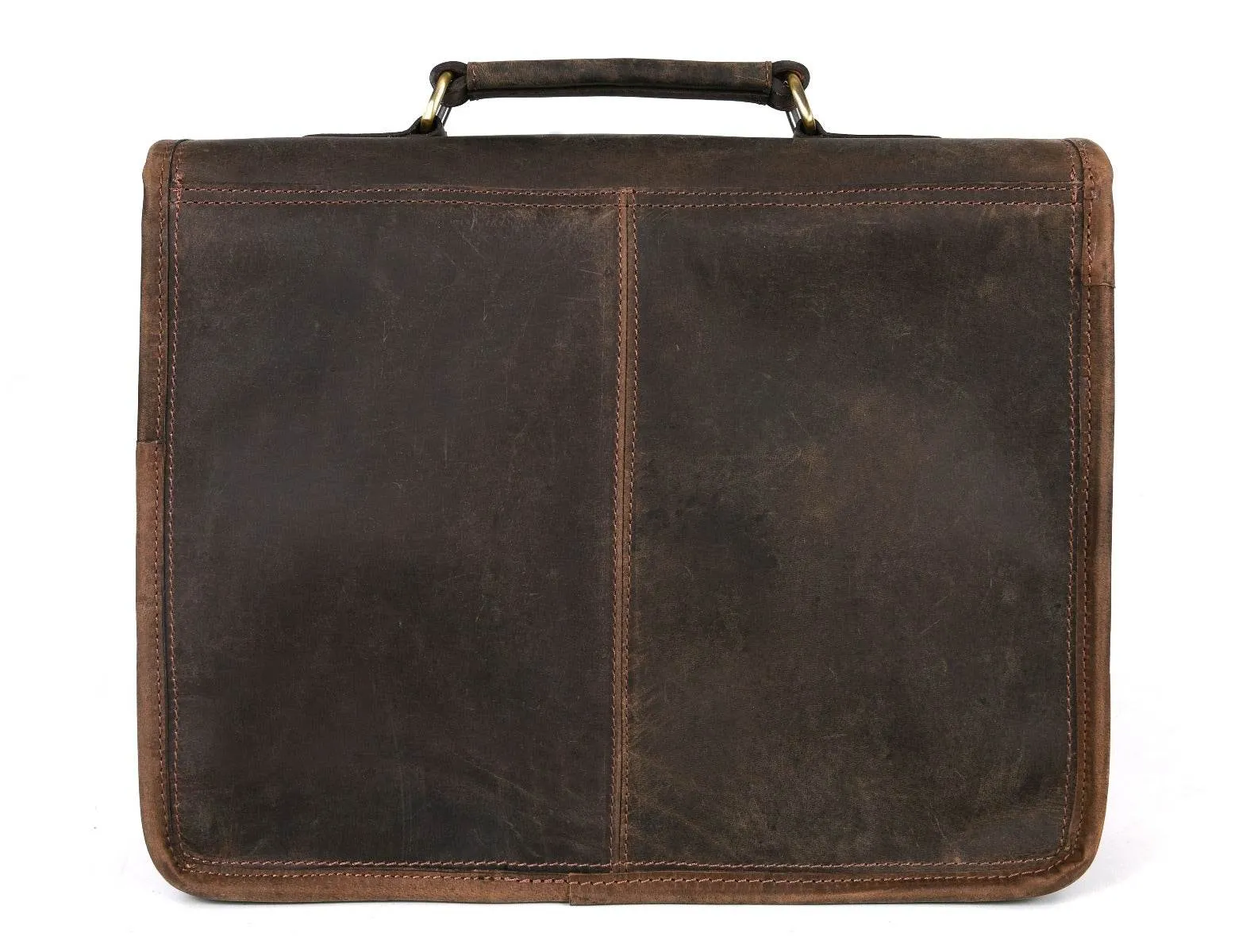 Aaron Leather Goods leather Briefcase & Organizer Combo- Brown