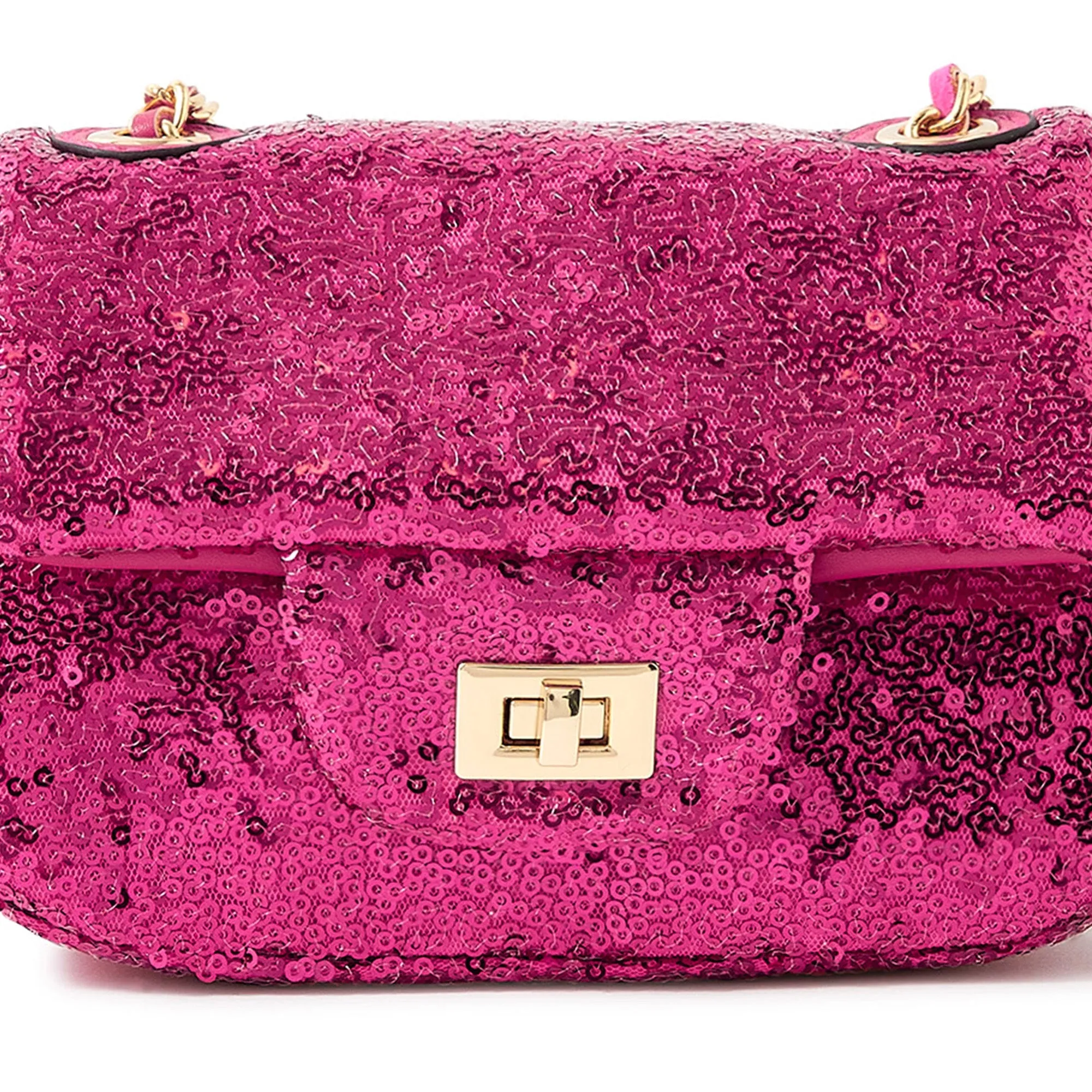 Accessorize London Women's Sequin Mini Chain Sling Bag-Pink