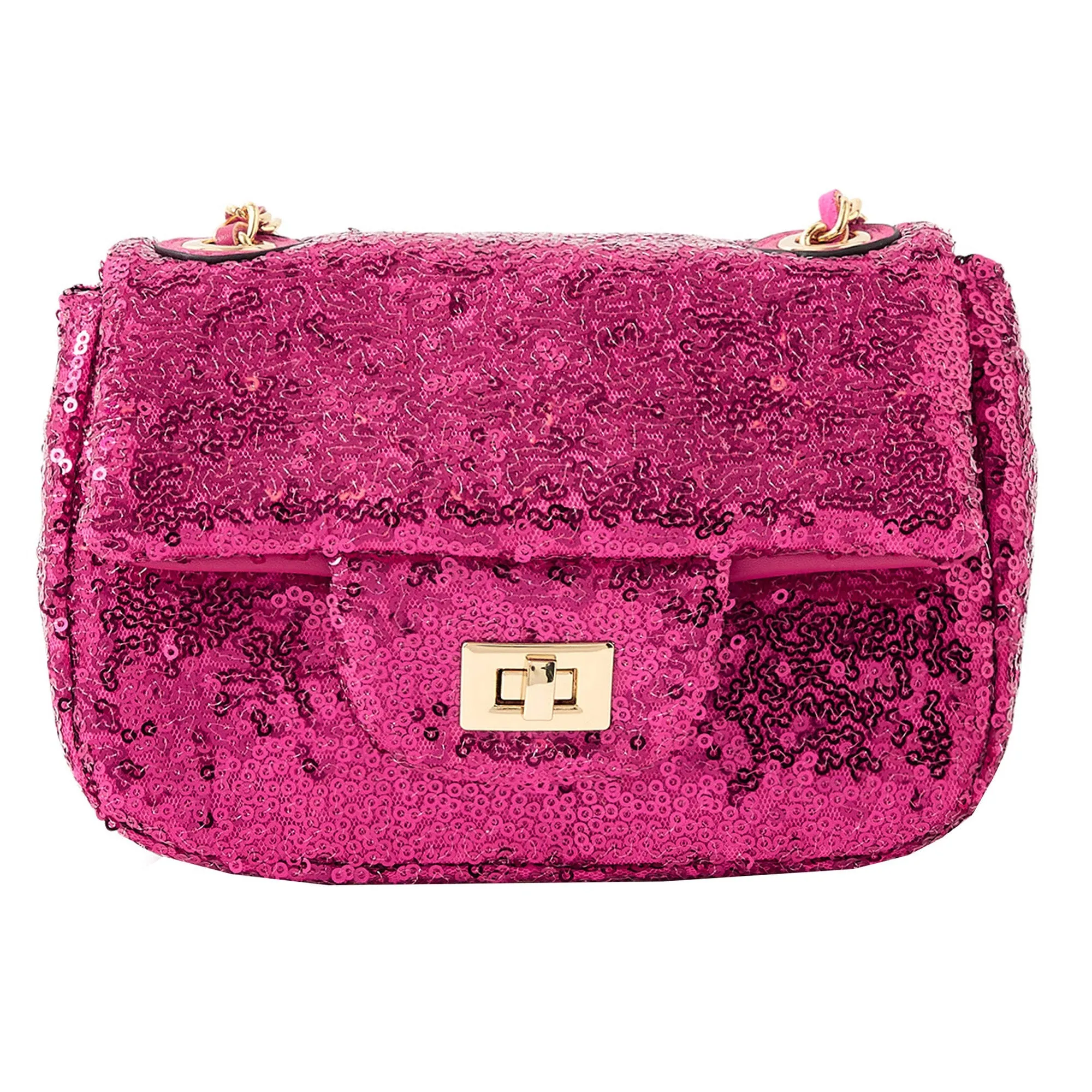 Accessorize London Women's Sequin Mini Chain Sling Bag-Pink