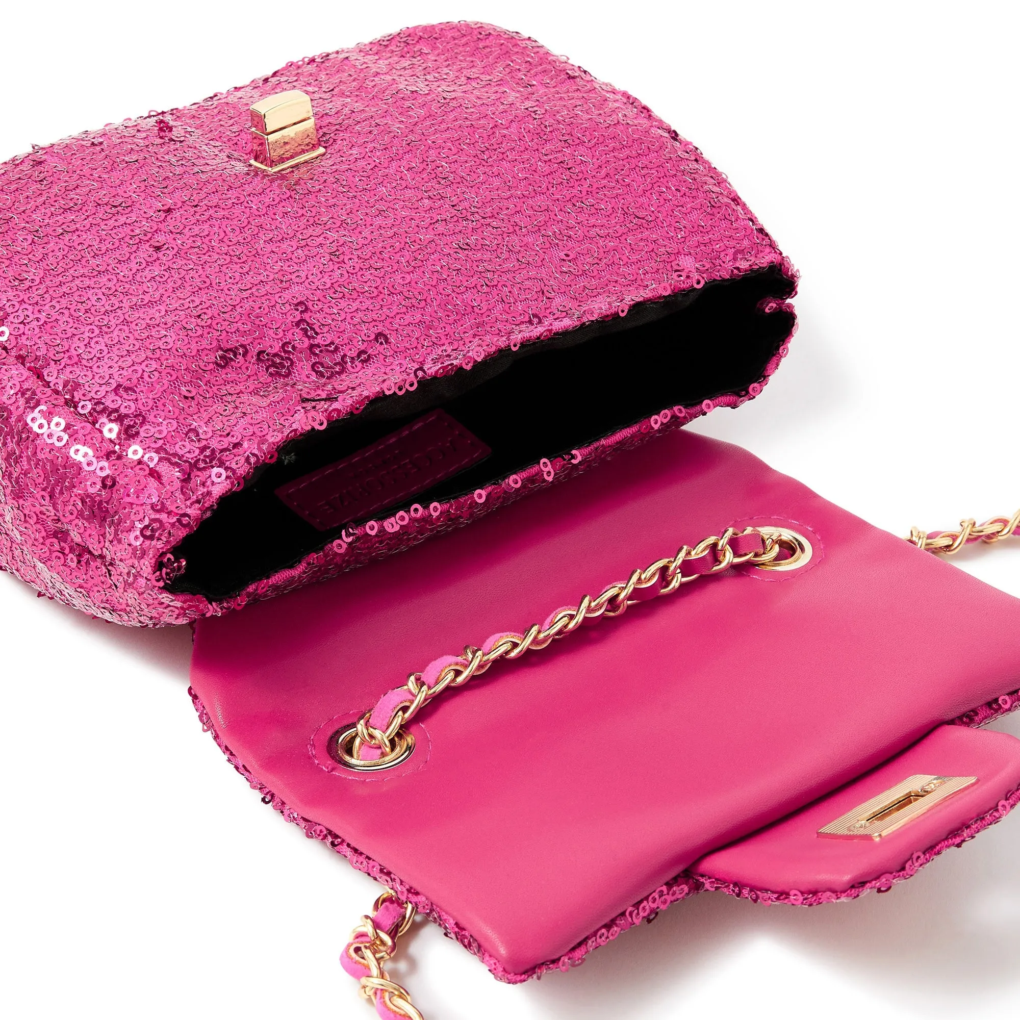 Accessorize London Women's Sequin Mini Chain Sling Bag-Pink