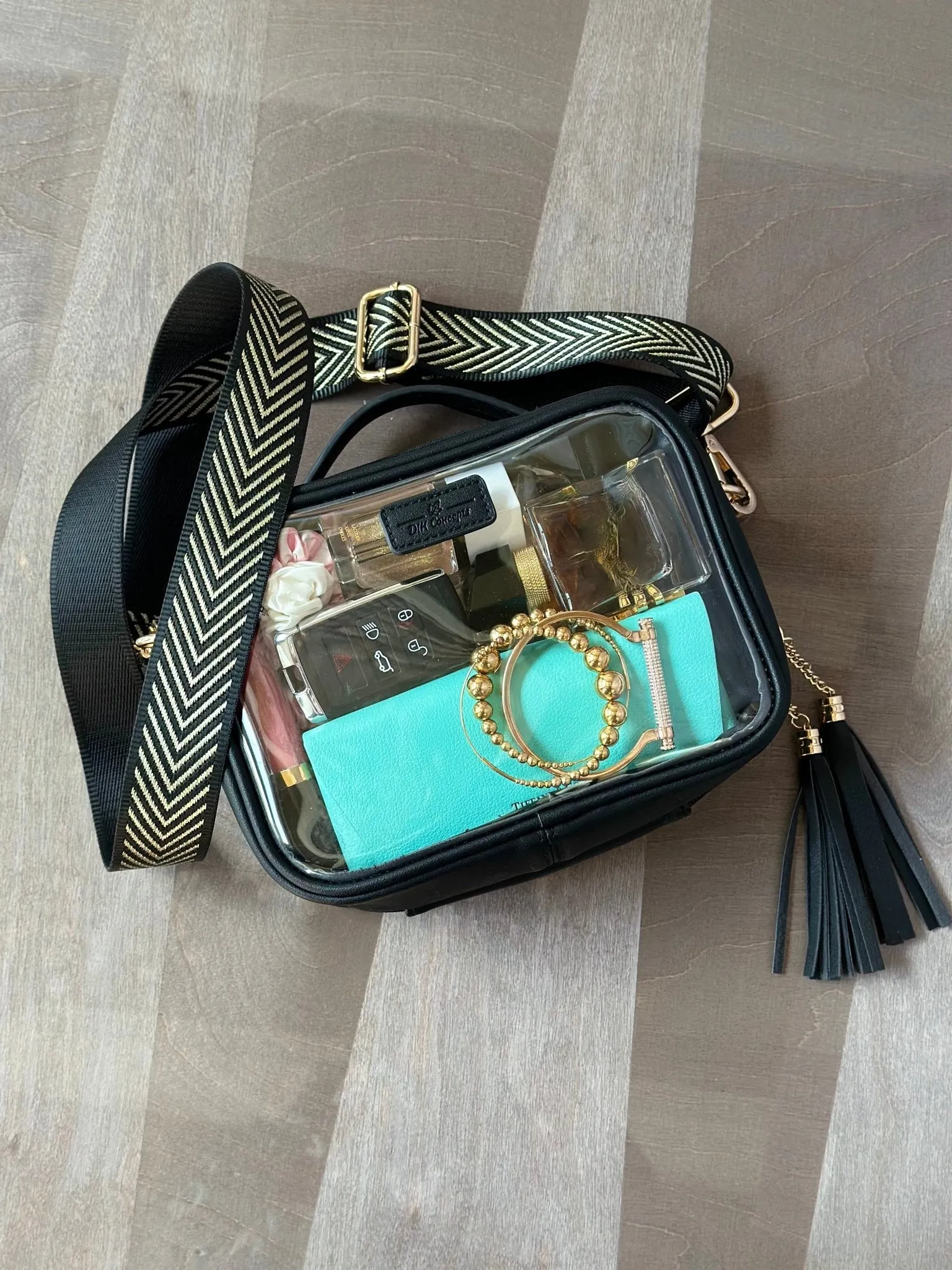 Adjustable Crossbody Strap - Black and Gold