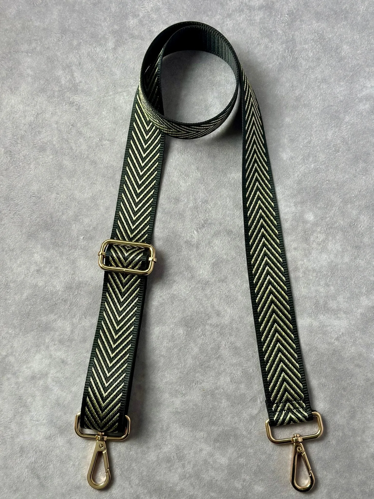 Adjustable Crossbody Strap - Black and Gold