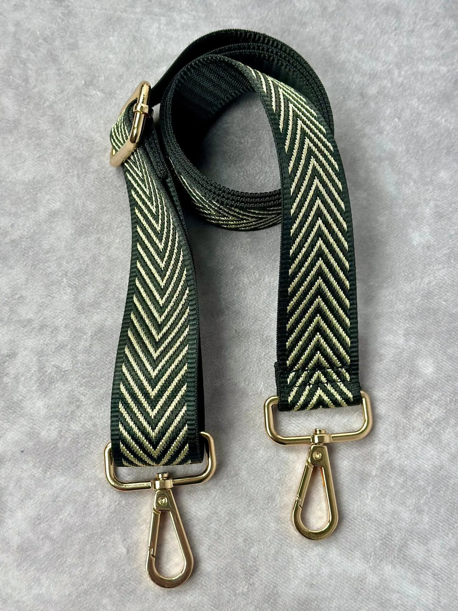 Adjustable Crossbody Strap - Black and Gold