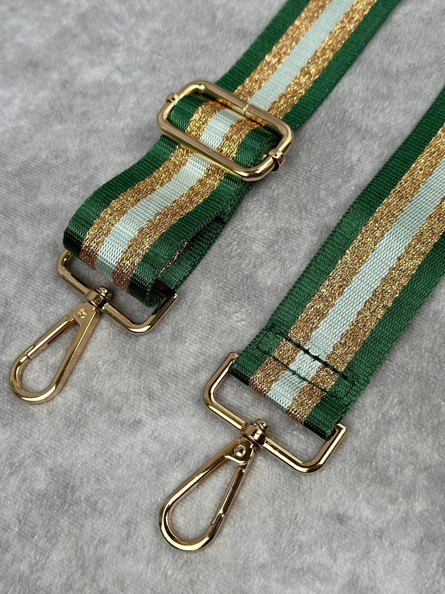 Adjustable Crossbody Strap - Green & Gold Striped