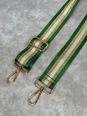 Adjustable Crossbody Strap - Green & Gold Striped
