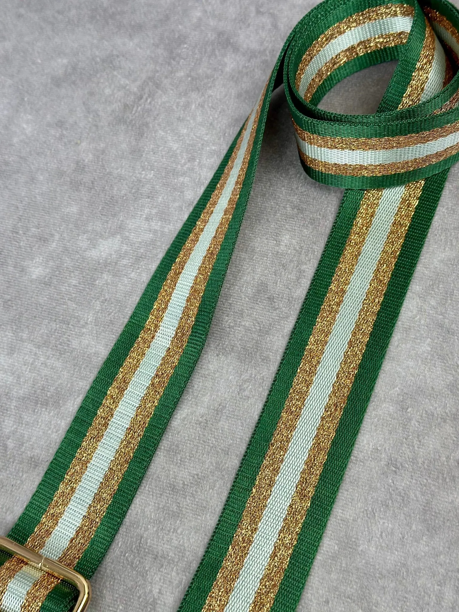 Adjustable Crossbody Strap - Green & Gold Striped