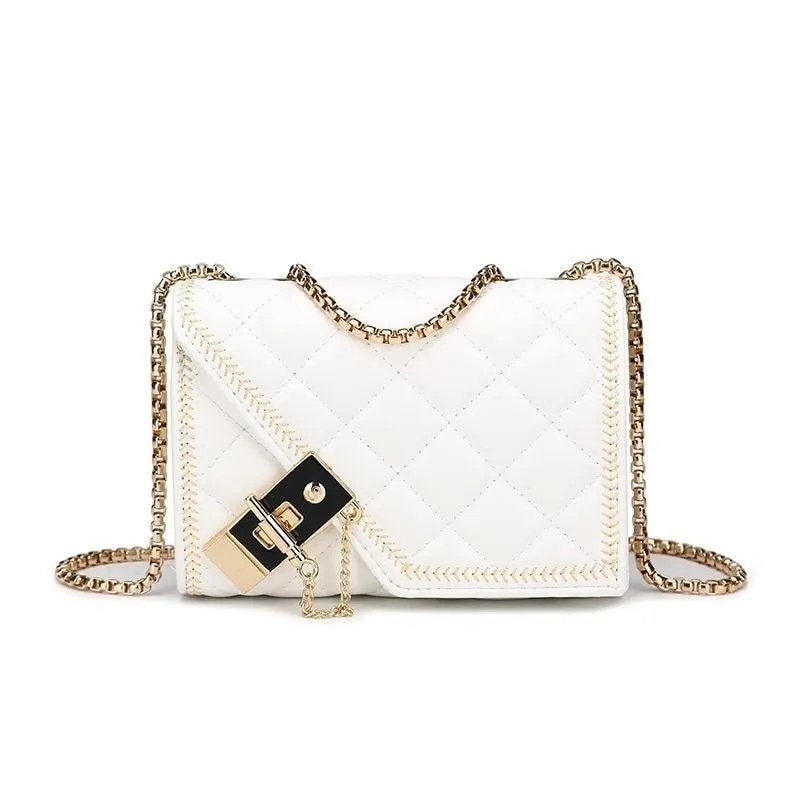 Aemma Lock & Quilted Faux Leather Mini Flap Bag - 2 Colors