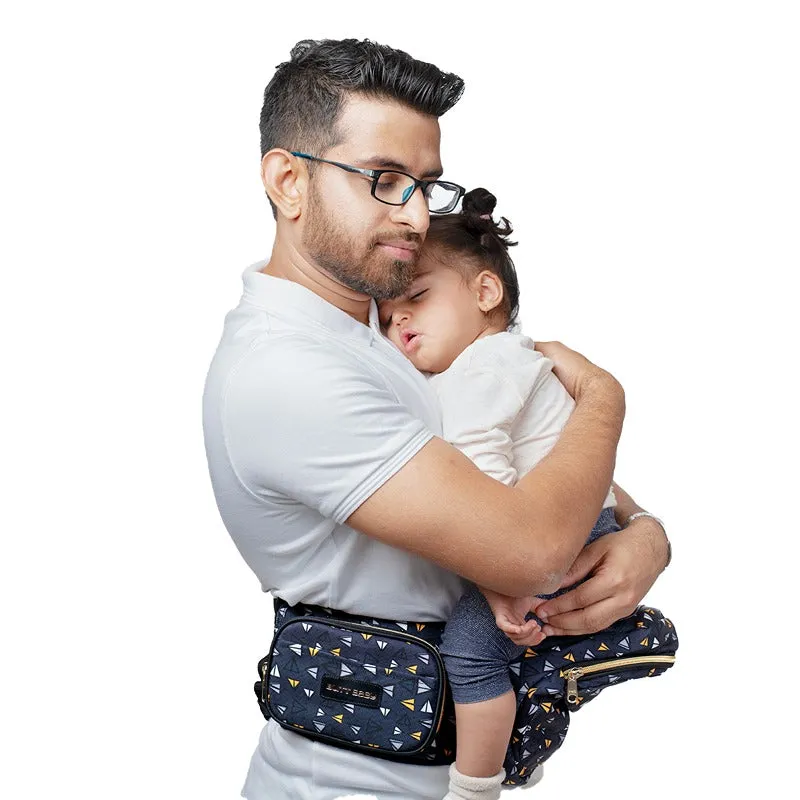 Airplanes Baby Carrier with Hip Seat & In-built Mini Diaper Bag - Black