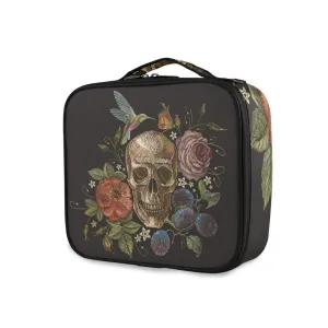 ALAZA Travel Makeup Case, Day of The Dead Skull Rose Humming Bird Dia Muertos Cosmetic toiletry Travel bag for Women Girls Multi 07