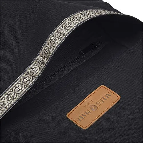ALLEN & MATE Large Yoga Mat Bag with Side Pocket and Zipper Pocket, Fit Most Size Mats (BLACK)