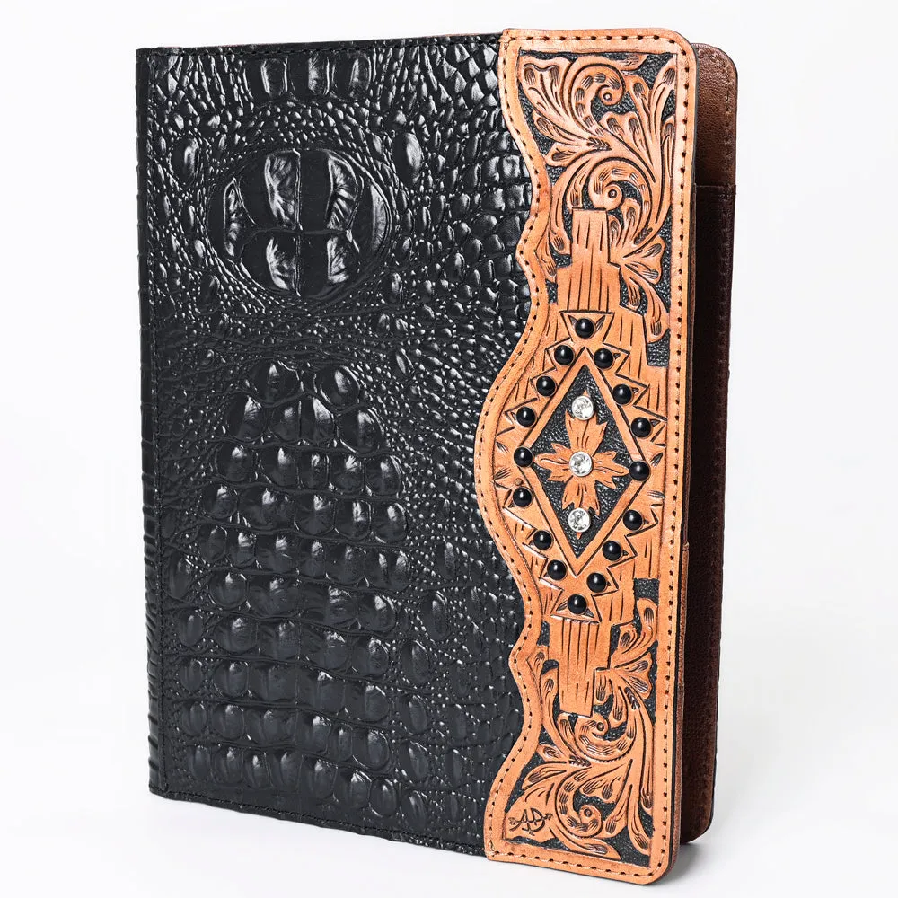 American Darling Portfolio Bag Hand Tooled Crocodile embossed Genuine Leather women bag western handbag purse