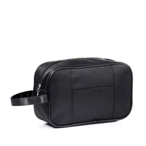 Amoyie Portable Toiletry Bag 2 Set (1 Bag and 1 Toothbrush Cover), Waterproof Gym Wash Bag Slim Dopp Kit Travel Bag Black C