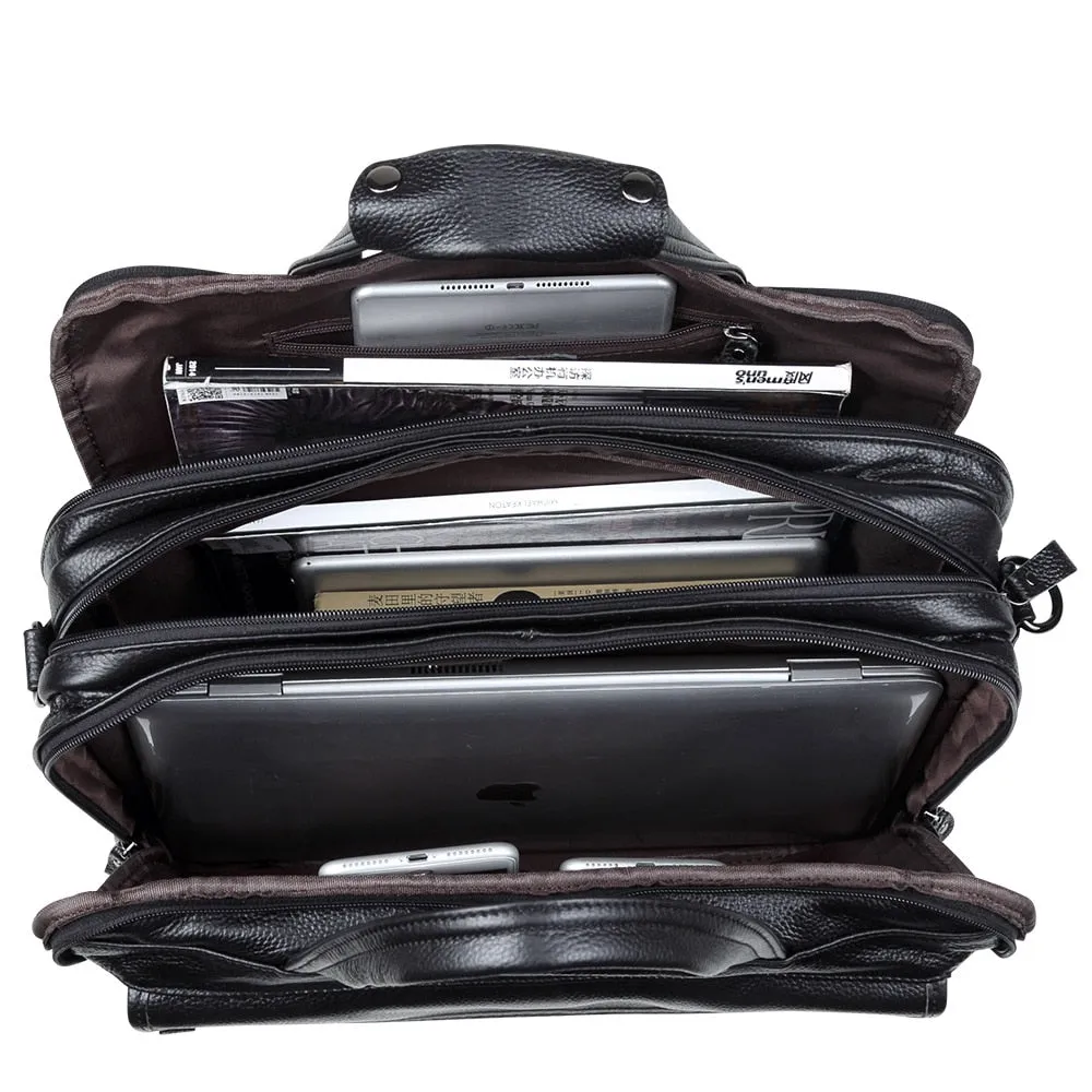 Angelo Ricci™ Genuine Leather 15.6" Laptop Business Briefcase